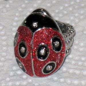 Willabee and ward stretch Lady bug  ring with Swarovski crystals